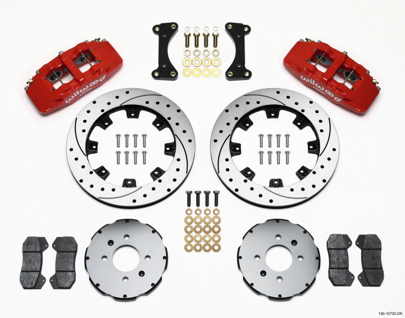 Wilwood Dynapro 6 Front Hat Kit 12.19in Drilled Red 94-01 Honda/Acura w/262mm Disc - 140-10735-DR