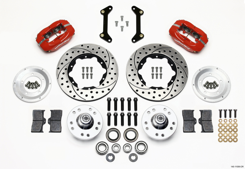 Wilwood Forged Dynalite Front Kit 11.00in Drilled Red 79-87 GM G Body - 140-11009-DR