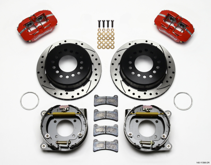 Wilwood Dynapro Low-Profile 11.00in P-Brake Kit Drill-Red Chevy 12 Bolt 2.75in Off w/ C-Clips - 140-11398-DR