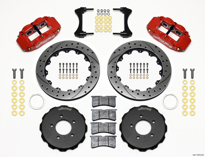Wilwood Narrow Superlite 6R Front Hat Kit 12.88in Drill Red 2006-Up Civic / CRZ - 140-11978-DR
