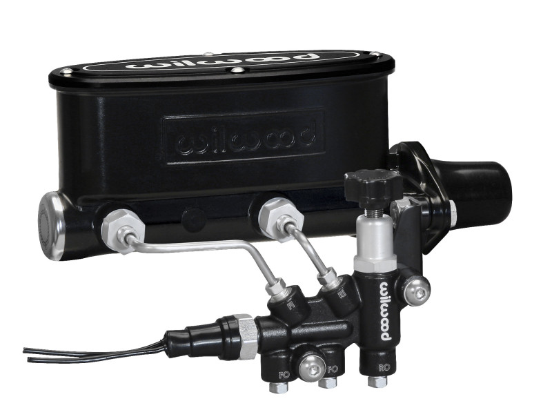 Wilwood HV Tandem M/C Kit w L/H Bracket & Prop Valve - 1in Bore Black - 261-13269-BK