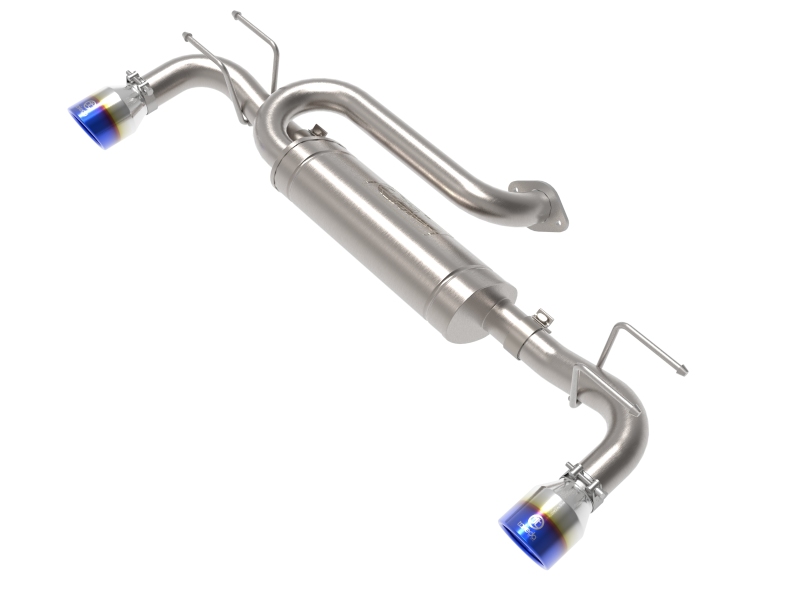 aFe 19-22 Mazda 3 L4 2.5L Takeda 3in to 2-1/2in 304 SS Axle-Back Exhaust w/ Blue Flame Tip - 49-37023-L