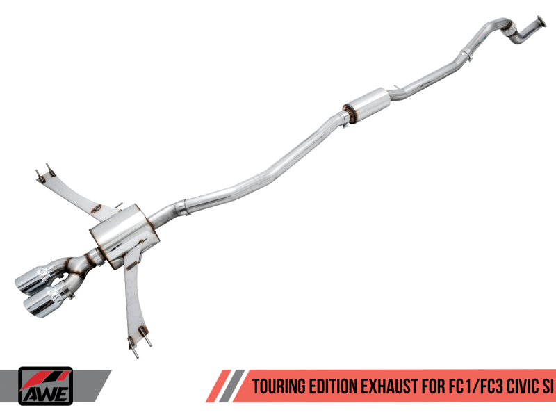 AWE Tuning 2016+ Honda Civic Si Touring Edition Exhaust w/Front Pipe & Dual Chrome Silver Tips - 3015-32108