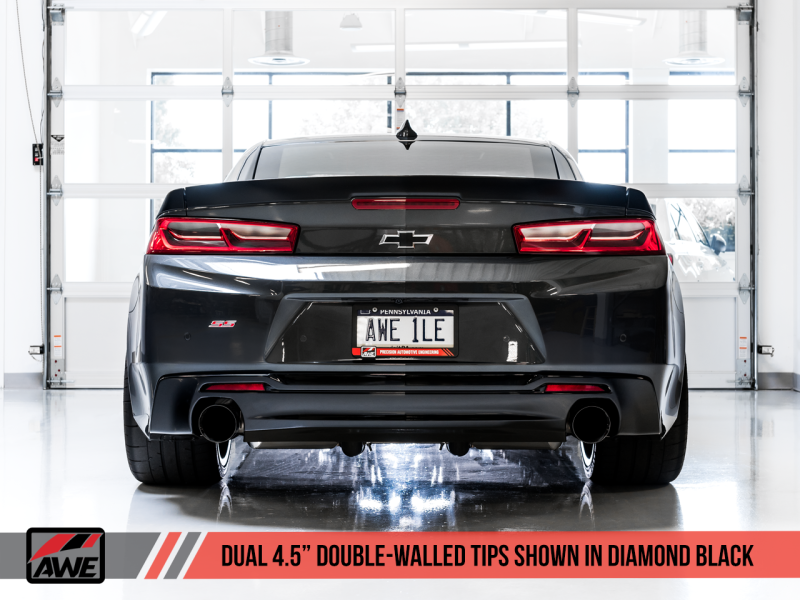AWE Tuning 16-19 Chevrolet Camaro SS Axle-back Exhaust - Track Edition (Diamond Black Tips) - 3020-33053
