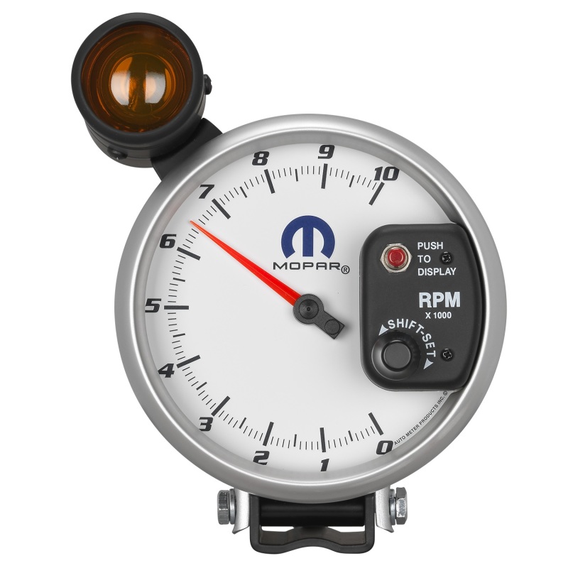 Autometer Mopar 5in / 10k RPM / Pedestal Mount White Tachometer w/ Shift Light - 880410