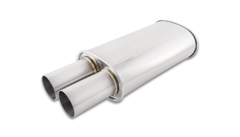 Vibrant Streetpower Oval Muffler w/3.00in Round Straight Cut Tip (2.50in Inlet) - 1094