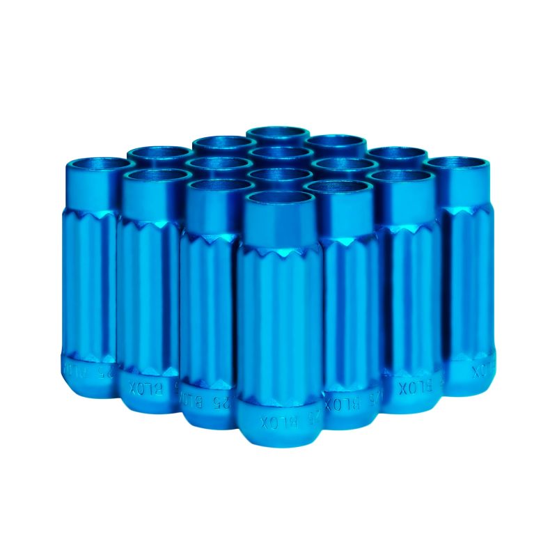 BLOX Racing Tuner 12P17 Steel Lug Nuts - Blue 12x1.5 Set of 16 12-Sided 17mm - BXAC-00141-BL