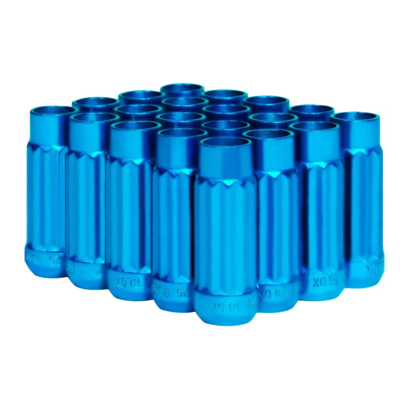 BLOX Racing Tuner 12P17 Steel Lug Nuts - Blue 12x1.25 Set of 20 12-Sided 17mm - BXAC-00145-BL