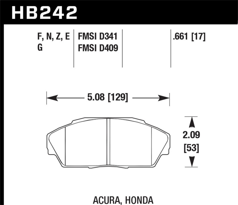 Hawk 92-93 Acura Integra 1.6L EX Front ER-1 Brake Pads - HB242D.661