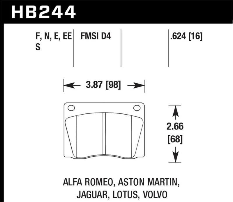 Hawk 72-74 Jaguar XJ12 Front ER-1 Brake Pads - HB244D.624