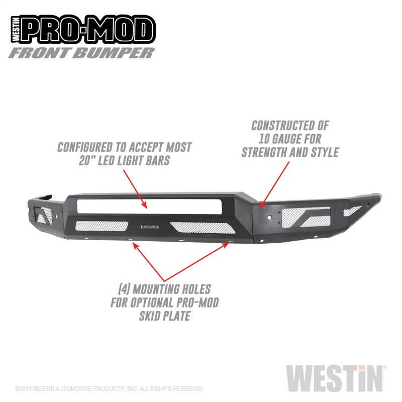 Westin 15-19 Chevrolet Silverado 2500/3500 Pro-Mod Front Bumper - Textured Black - 58-41165