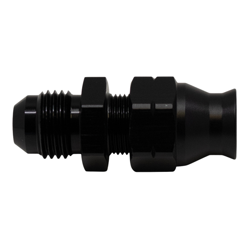 DeatschWerks 6AN Male Flare to 5/16in Hardline Compression Adapter - Anodized Matte Black - 6-02-0108-B