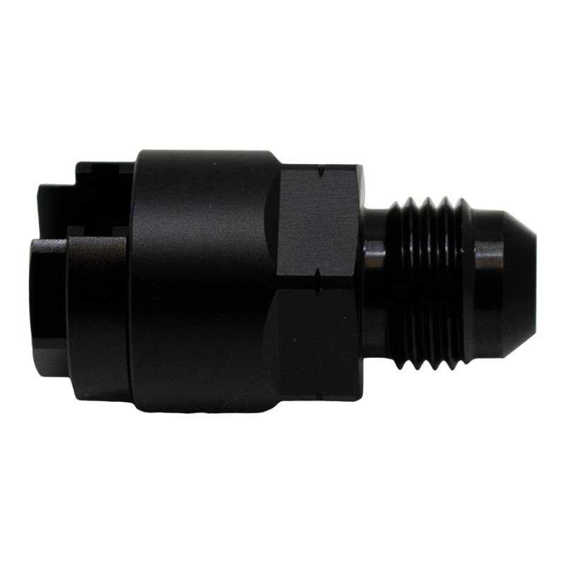 DeatschWerks 6AN Male Flare to 1/4in Female EFI Quick Connect Adapter - Anodized Matte Black - 6-02-0120-B