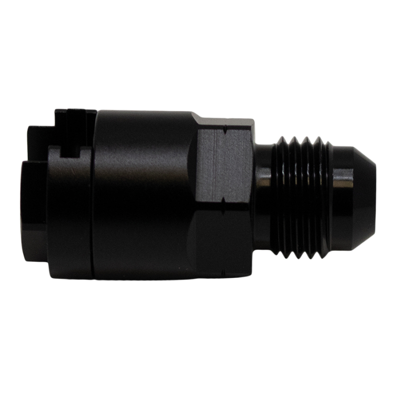 DeatschWerks 6AN Male Flare to 5/16in Female EFI Quick Connect Adapter - Anodized Matte Black - 6-02-0121-B