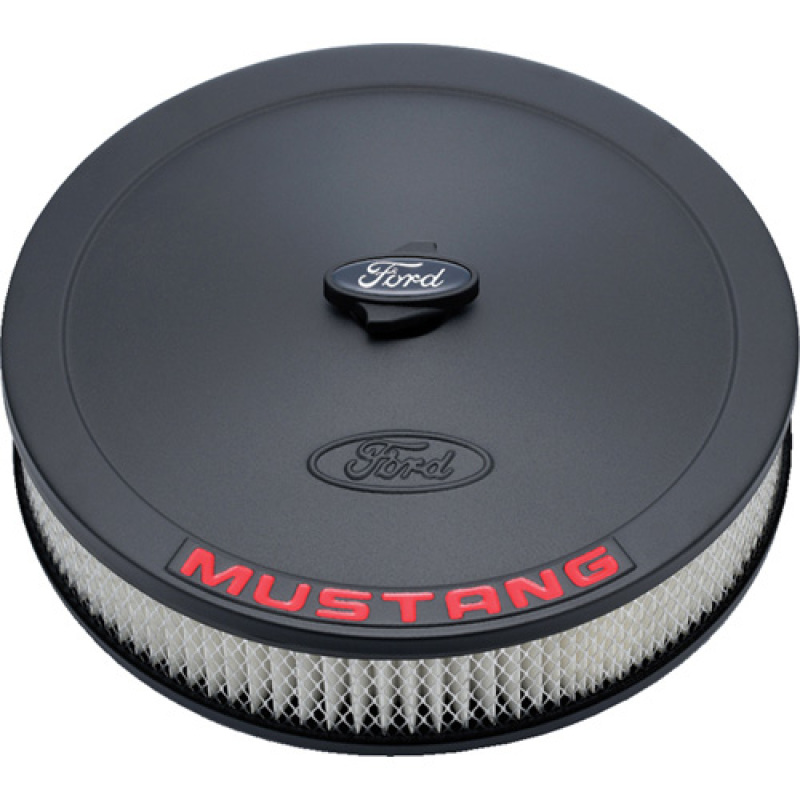 Ford Racing Air Cleaner Kit - Black Crinkle Finish w/ Red Mustang Emblem - 302-362