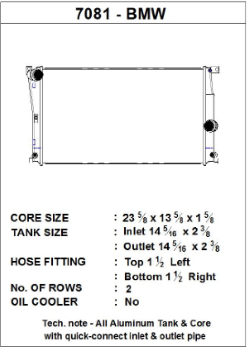 CSF BMW 2 Seires (F22/F23) / BMW 3 Series (F30/F31/F34) / BMW 4 Series (F32/F33/F36) A/T Radiator - 7081