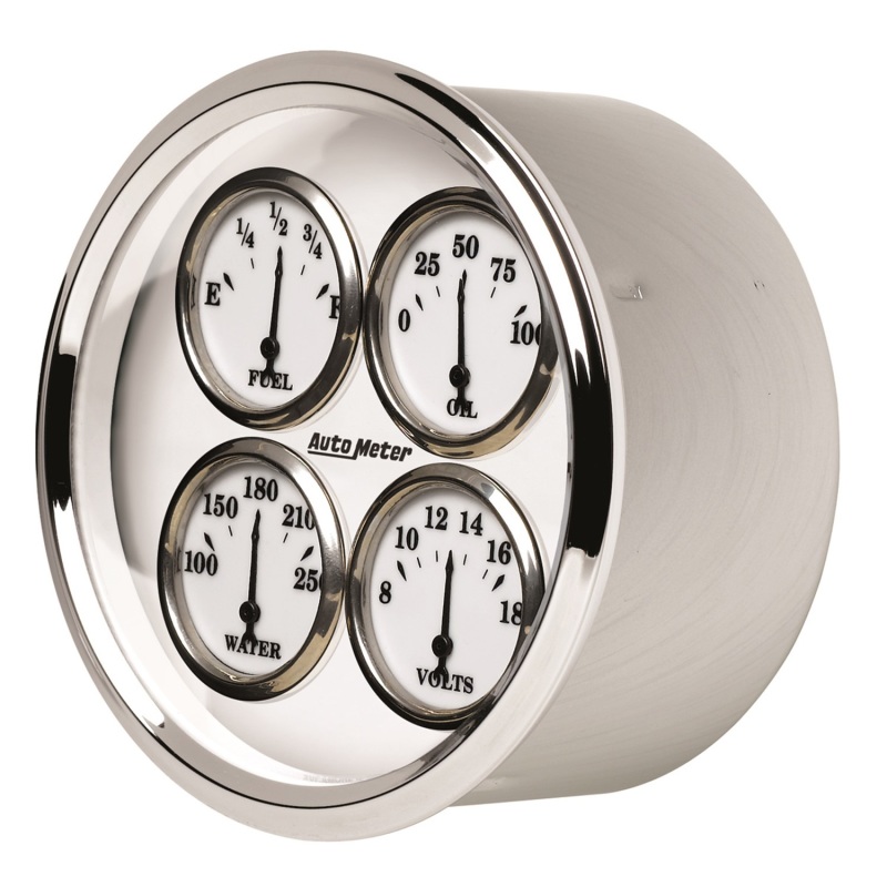 AutoMeter Gauge Quad 5in. 0 Ohm(e) to 90 Ohm(f)Elec Old Tyme White II - 1213