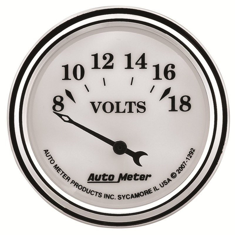 AutoMeter Gauge Voltmeter 2-1/16in. 18V Elec Old Tyme White II - 1292