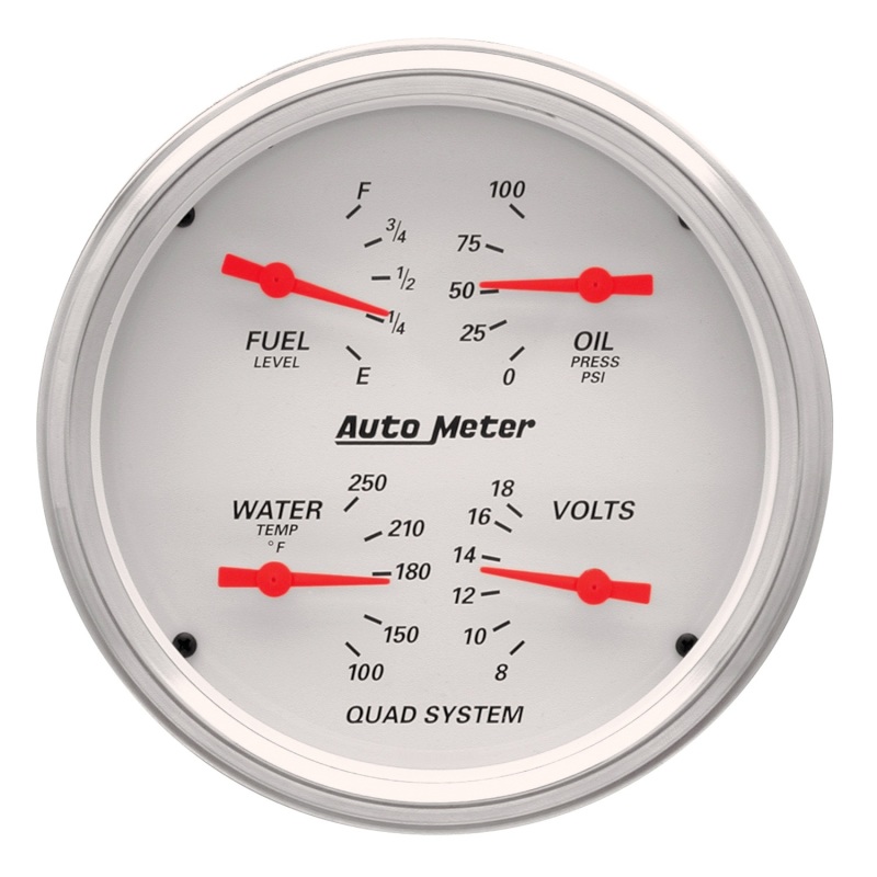 AutoMeter Gauge Quad 5in. 240 Ohm(e) to 33 Ohm(f) Elec Arctic White - 1310