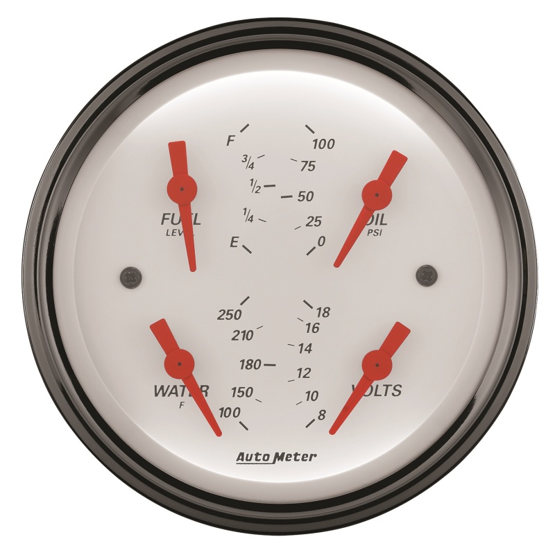 AutoMeter Gauge Quad 3-3/8in. 0 Ohm(e) to 90 Ohm(f)Elec Arctic White - 1314