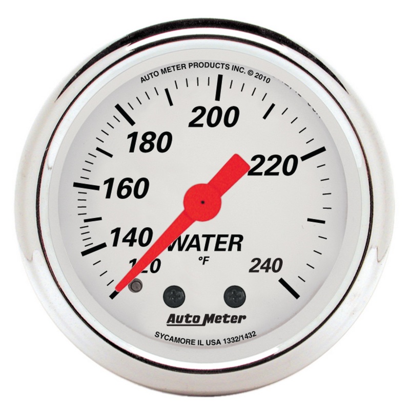 AutoMeter Gauge Water Temp 2-1/16in. 120-240 Deg. F Mech Arctic White - 1332