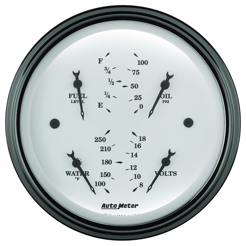 AutoMeter Gauge Quad 3-3/8in. 0 Ohm(e) to 90 Ohm(f)Elec Old Tyme White - 1614