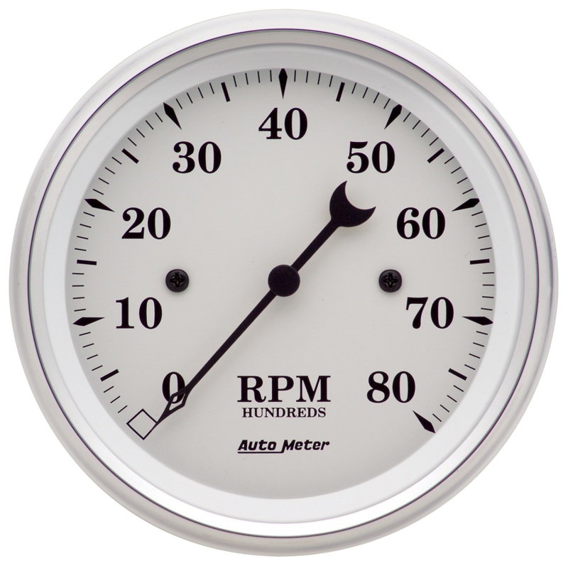 AutoMeter Gauge Tachometer 3-3/8in. 8K RPM In-Dash Old Tyme White - 1690