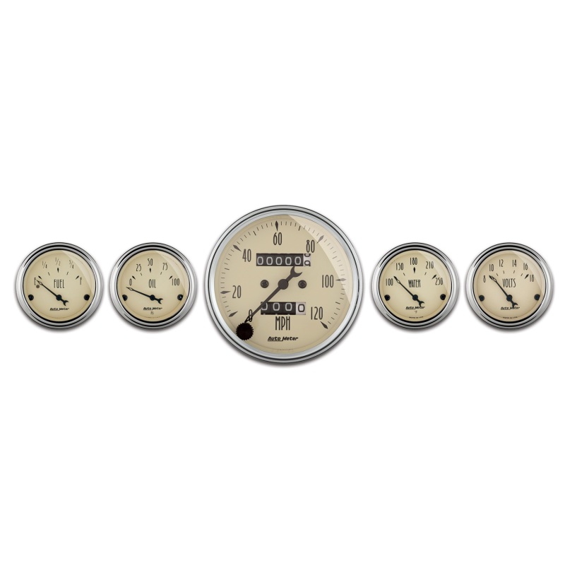 AutoMeter Gauge Kit 5 Pc. 3-1/8in. & 2-1/16in. Mech. Speedometer Antique Beige - 1808