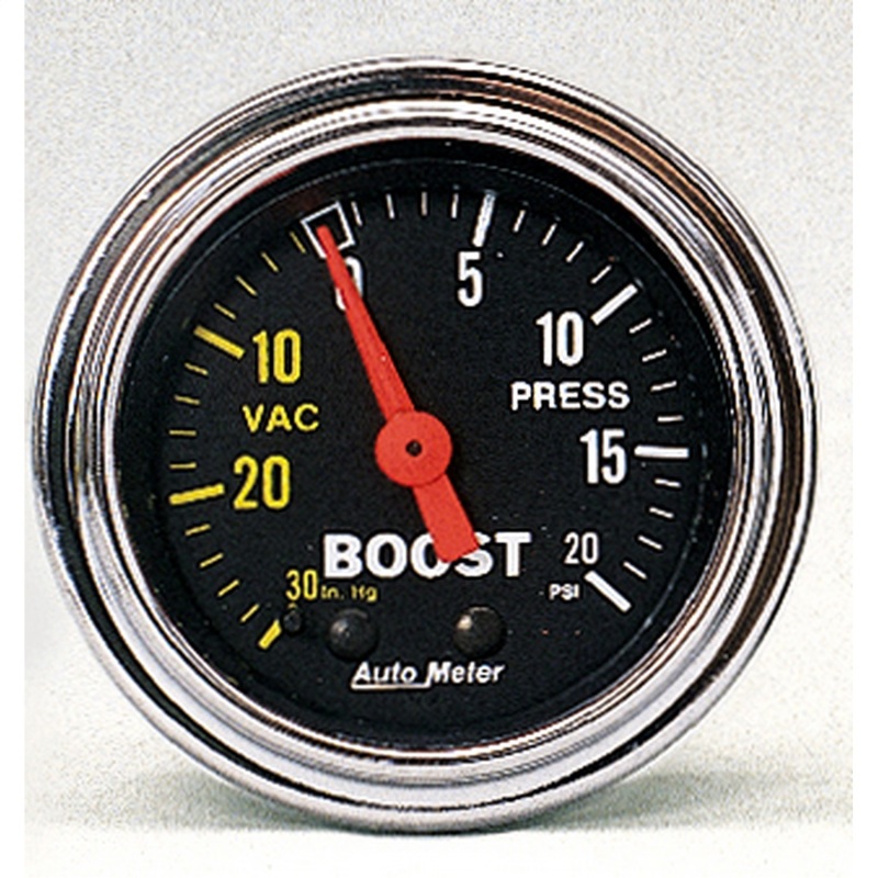 AutoMeter Gauge Vac/Boost 2-1/16in. 30Inhg-20PSI Mechanical Traditional Chrome - 2401