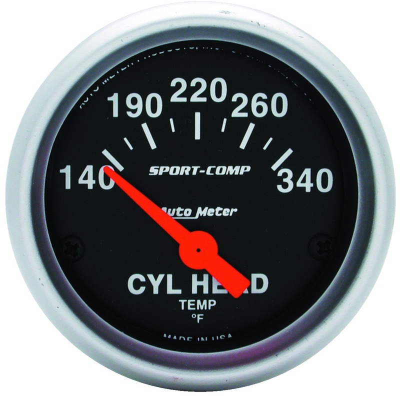 AutoMeter Gauge Cylinder Head Temp 2-1/16in. 140-340 Deg. F Electric Sport-Comp - 3336