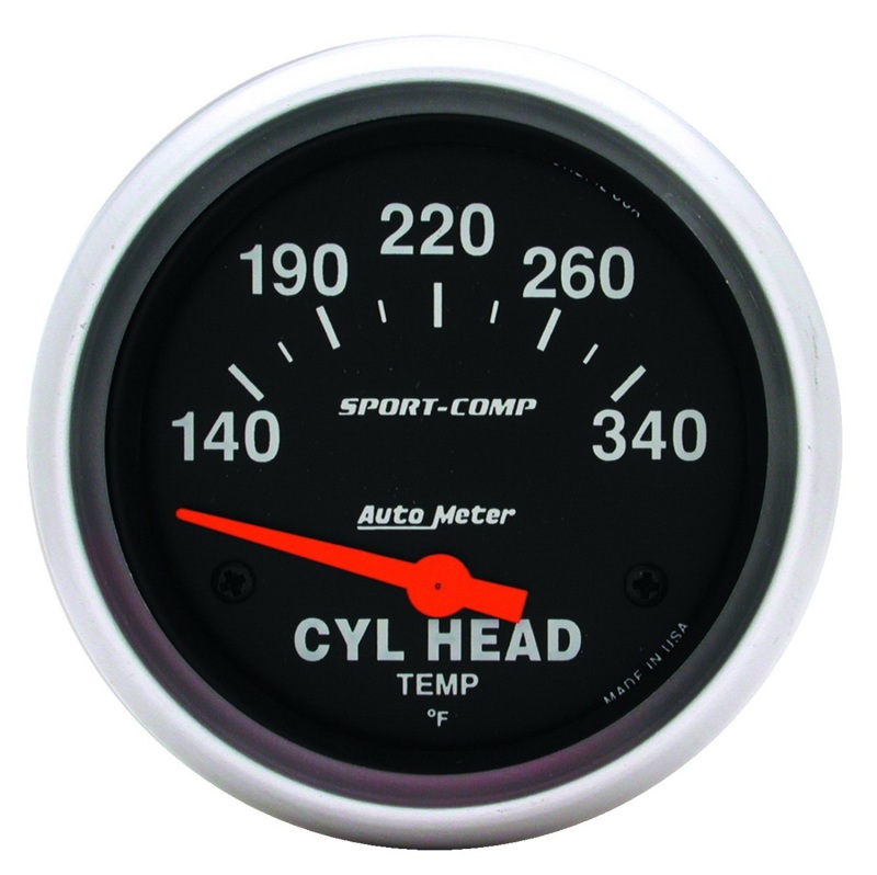 AutoMeter Gauge Cylinder Head Temp 2-5/8in. 140-340 Deg. F Electric Sport-Comp - 3536