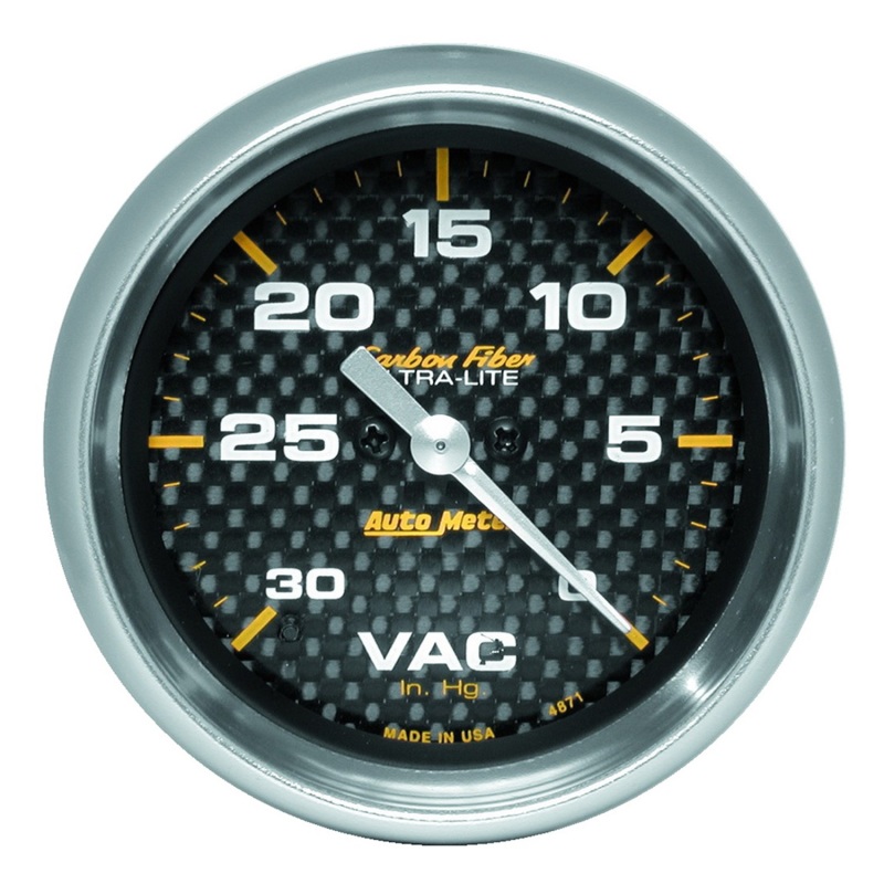 AutoMeter Gauge Vacuum 2-5/8in. 30Inhg Digital Stepper Motor Carbon Fiber - 4871