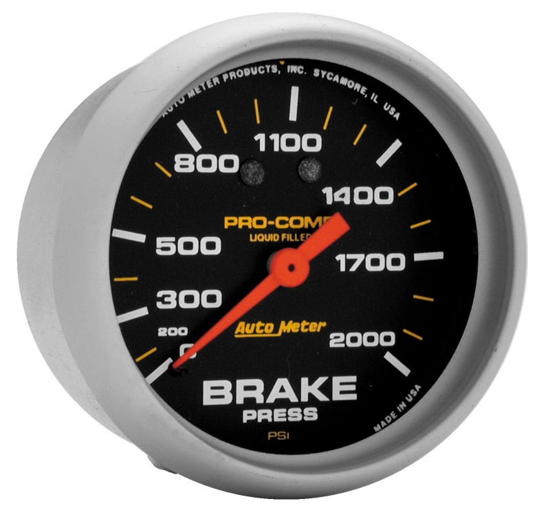AutoMeter Gauge Brake Press 2-5/8in. 2000PSI Liquid Filled Mech Pro-Comp - 5426
