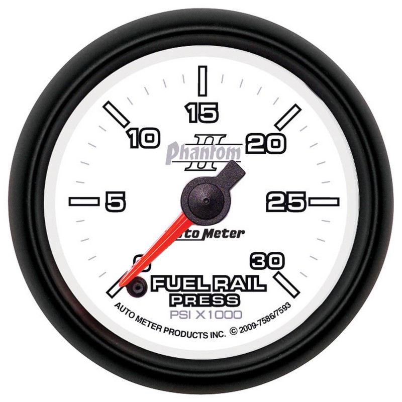 AutoMeter Gauge Rail Pressure (Ram 6.7L) 2-1/16in. 30Kpsi Digital Stpr Mtr Phantom II - 7593