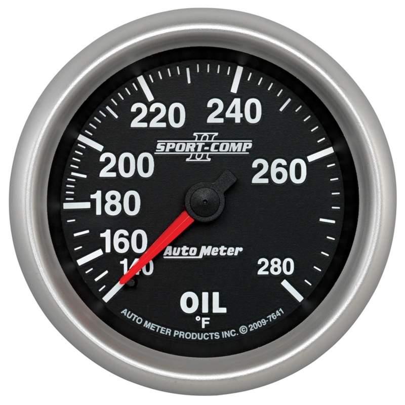 AutoMeter Gauge Oil Temp 2-5/8in. 140-280 Deg. F Mechanical Sport-Comp II - 7641