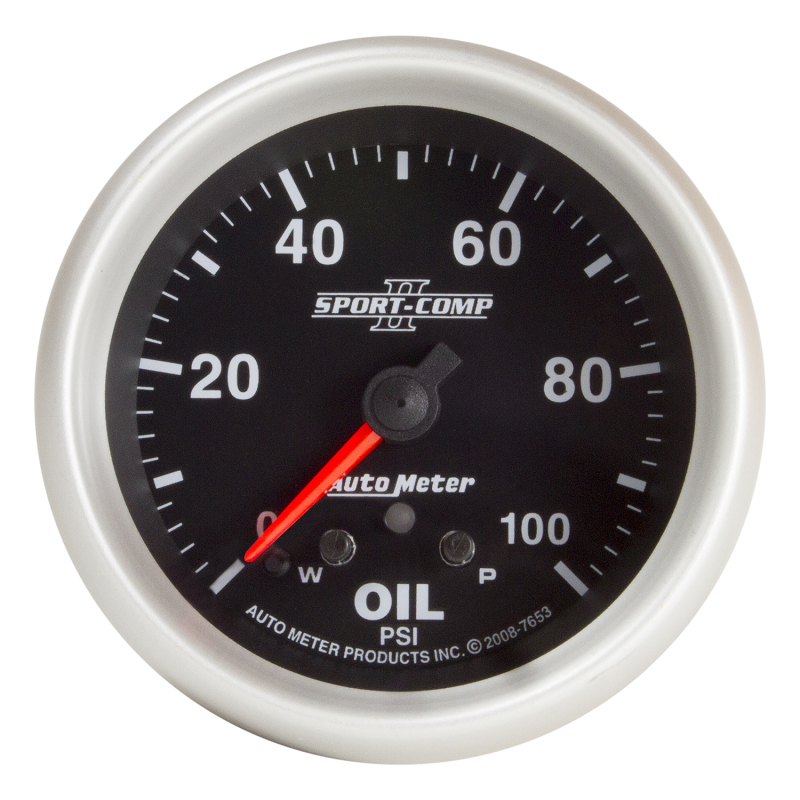 AutoMeter Gauge Oil Press 2-5/8in. 100PSI Stepper Motor W/ Peak & Warn Sport-Comp II - 7653