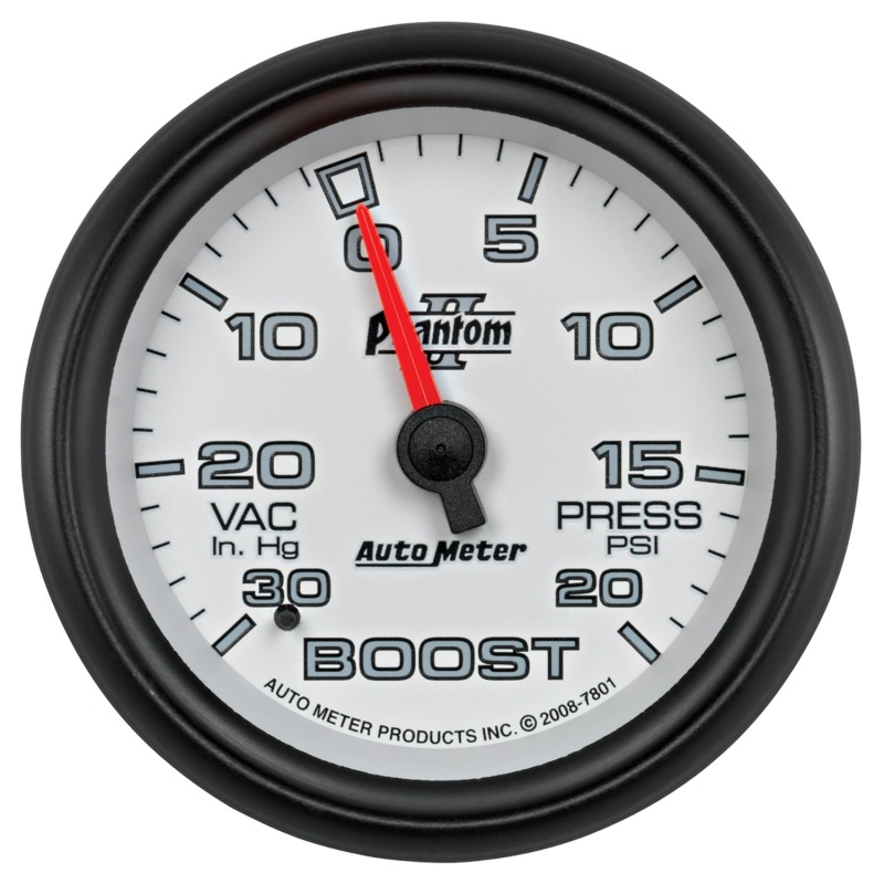 AutoMeter Gauge Vac/Boost 2-5/8in. 30Inhg-20PSI Mechanical Phantom II - 7801