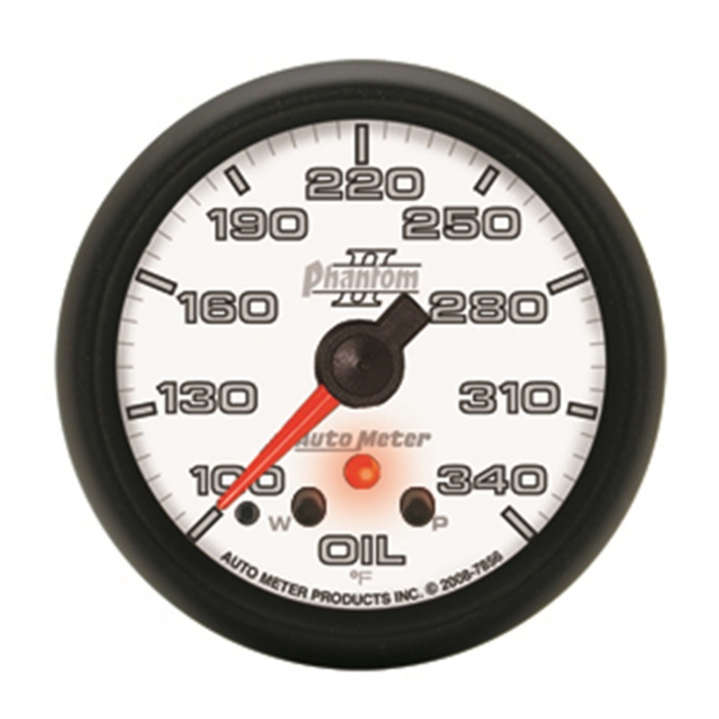 AutoMeter Gauge Oil Temp 2-5/8in. 340 Deg. F Stepper Motor W/ Peak & Warn Phantom II - 7856