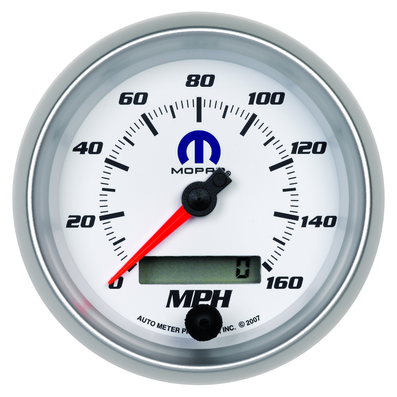 AutoMeter Gauge Speedometer 3-3/8in. 160MPH Elec. Programmable White Mopar - 880036