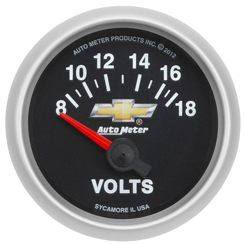 AutoMeter Gauge Voltmeter 2-1/16in. 18V Electric Chevy Gold Bowtie - 880444