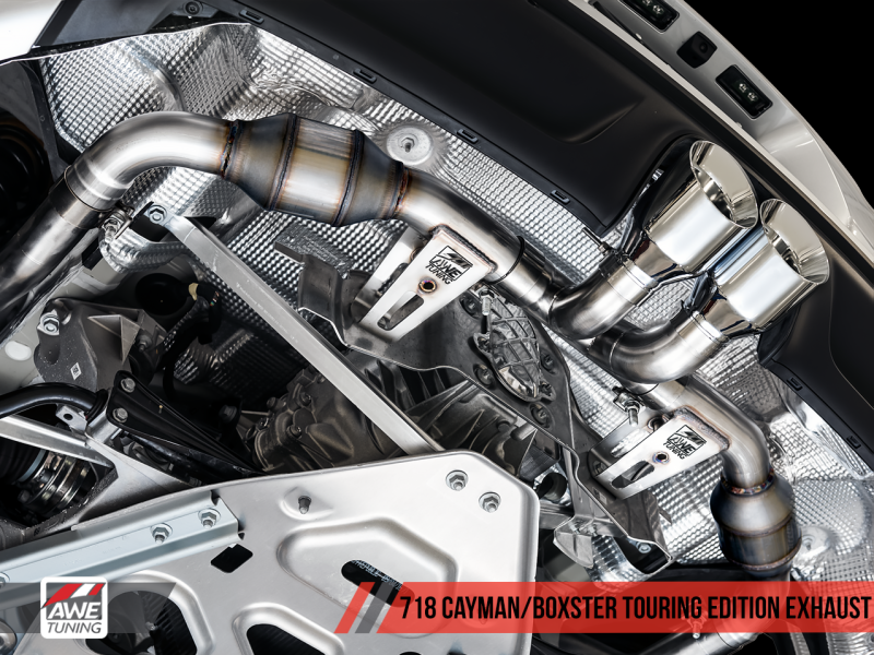 AWE Tuning Porsche 718 Boxster / Cayman Touring Edition Exhaust - Chrome Silver Tips - 3015-32080