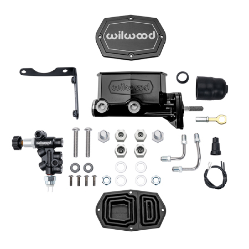 Wilwood Mopar Compact Tandem Master Cylinder Kit w/ Combination Valve & Pushrod 15/16in Bore - Black - 261-16796-BK