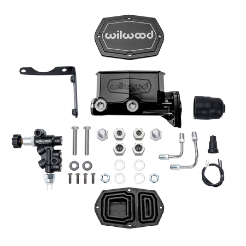 Wilwood Mopar Compact Tandem Master Cylinder Kit w/ Combination Valve 1in Bore - Black - 261-16797-BK