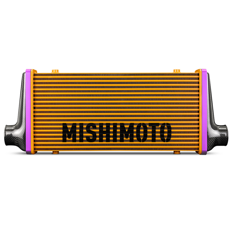 Mishimoto Universal Carbon Fiber Intercooler - Gloss Tanks - 450mm Silver Core - C-Flow - C V-Band - MMINT-UCF-G4S-C-C