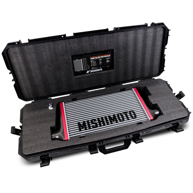 Mishimoto Universal Carbon Fiber Intercooler - Gloss Tanks - 450mm Silver Core - S-Flow - DG V-Band - MMINT-UCF-G4S-S-DG