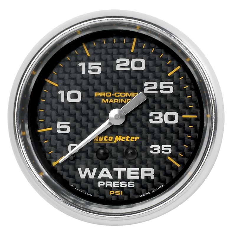 Autometer Marine Carbon Fiber Mechanical 2-5/8in 0-35PSI Water Pressure Gage - 200773-40