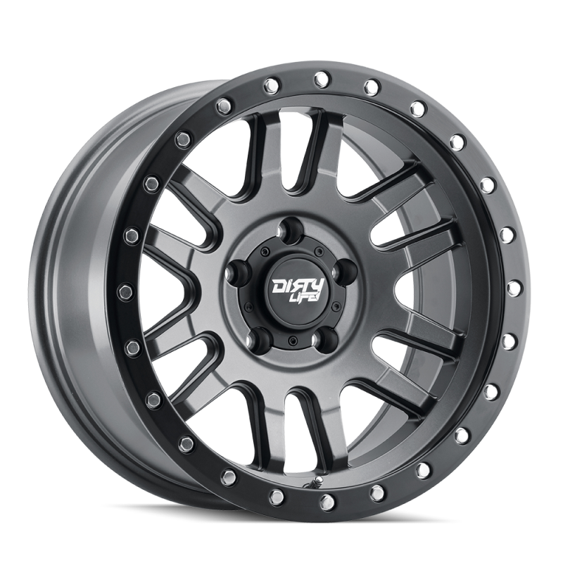 Dirty Life 9309 Canyon Pro 17x9/5x127 BP/-12mm Offset/71.5mm Hub Satin Graphite Wheel - Beadlock - 9309-7973MGT12