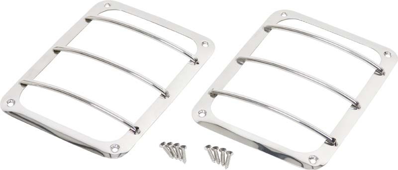 Kentrol 07-18 Jeep Wrangler JK Taillight Guard Pair - Polished Silver - 30582