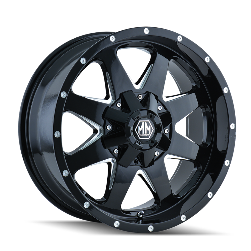 Mayhem 8040 Tank 20x9 / 5x114.3 BP / -12mm Offset / 87mm Hub Black w/ Milled Spokes Wheel - 8040-2956B