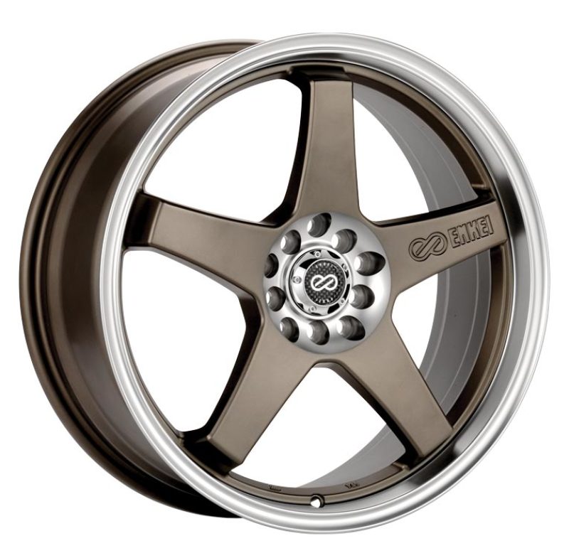 Enkei EV5 17x7 5x100/114.3 45mm Offset 72.6 Bolt Diameter Matte Bronze w/ Machined Lip Wheel - 446-770-0245ZP